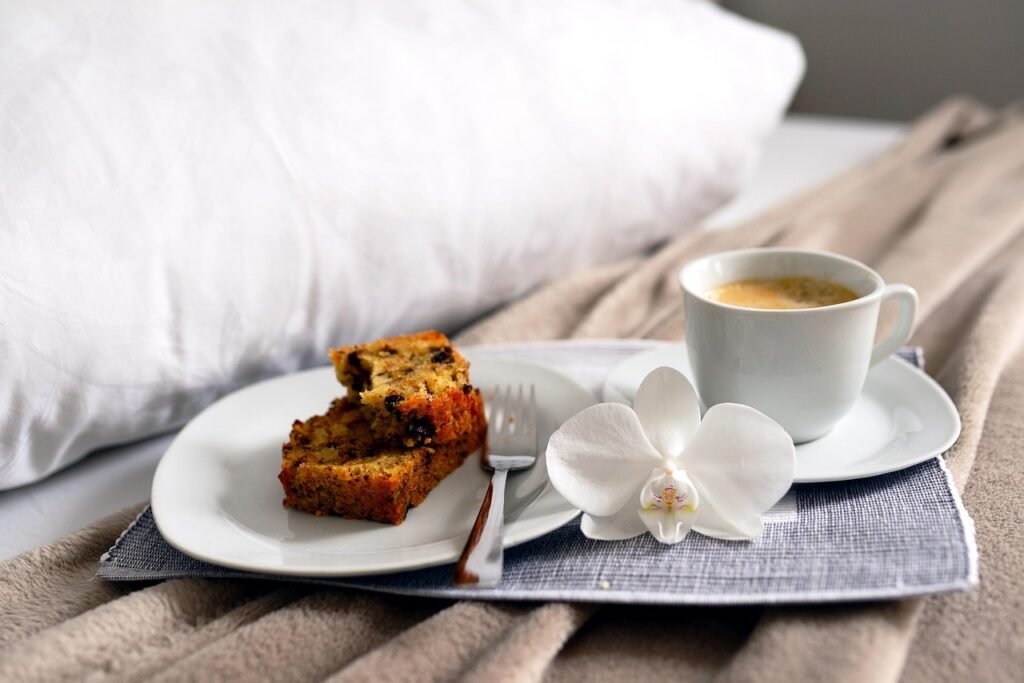 coffee, breakfast, bed, food, cake, pastry, happy mothers day, drink, beverage, breakfast in bed, place setting, coffee cup, service, coffee time, dishes, coffee break, enjoyment