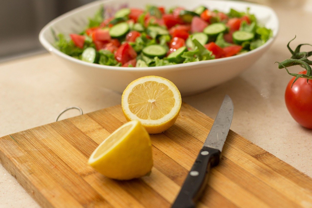 Healthy lifestyle tips with nutritious food, fitness, self-care, and positive daily habits
